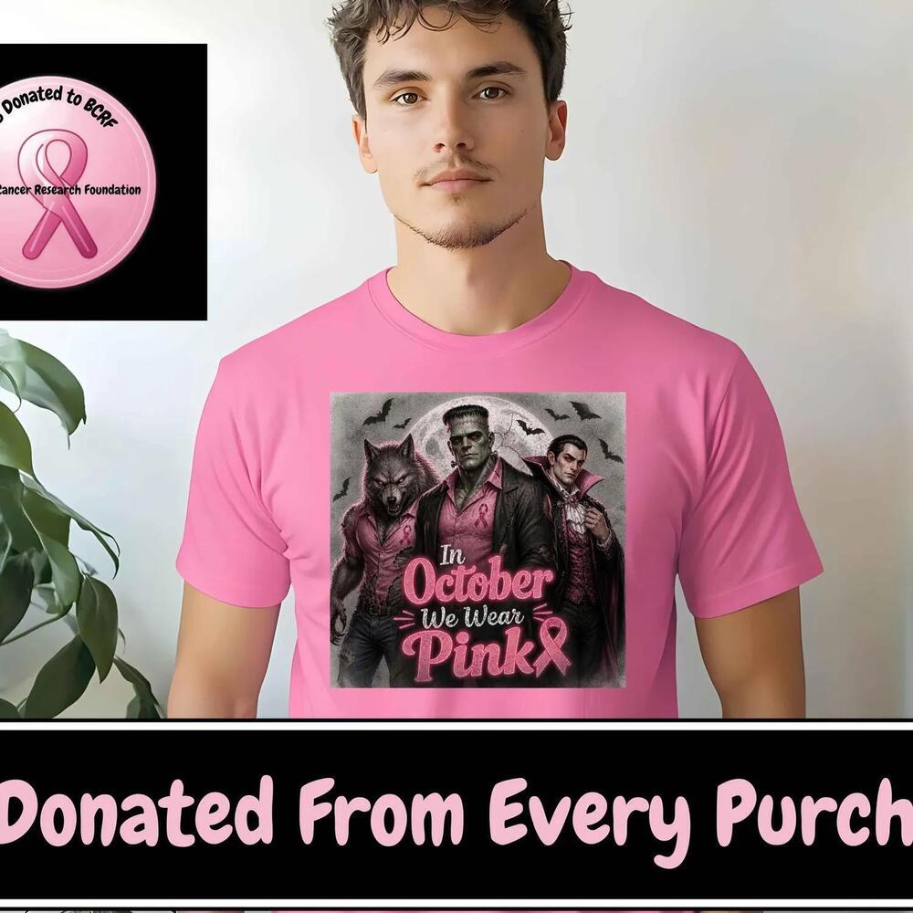 In October We Wear T-Shirt Halloween Monsters Awareness